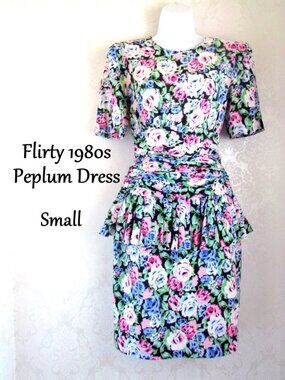 1980s VINTAGE DRESS, S, TEA / GARDEN PARTY FLORAL, CHURCH; SO SWEET & FLATTERING